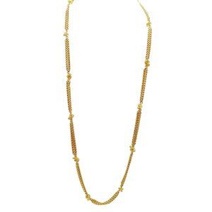 Premier Designs Long Gold Tone Rope Chain Necklace with Textured Knot Stations